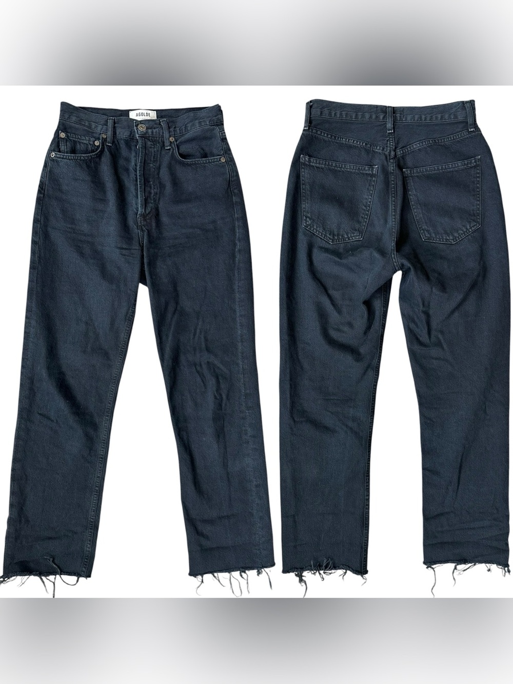 AGOLDE 90s Pinch Waist High Rise Button Fly Raw Hem Straight Leg Jeans Size 24